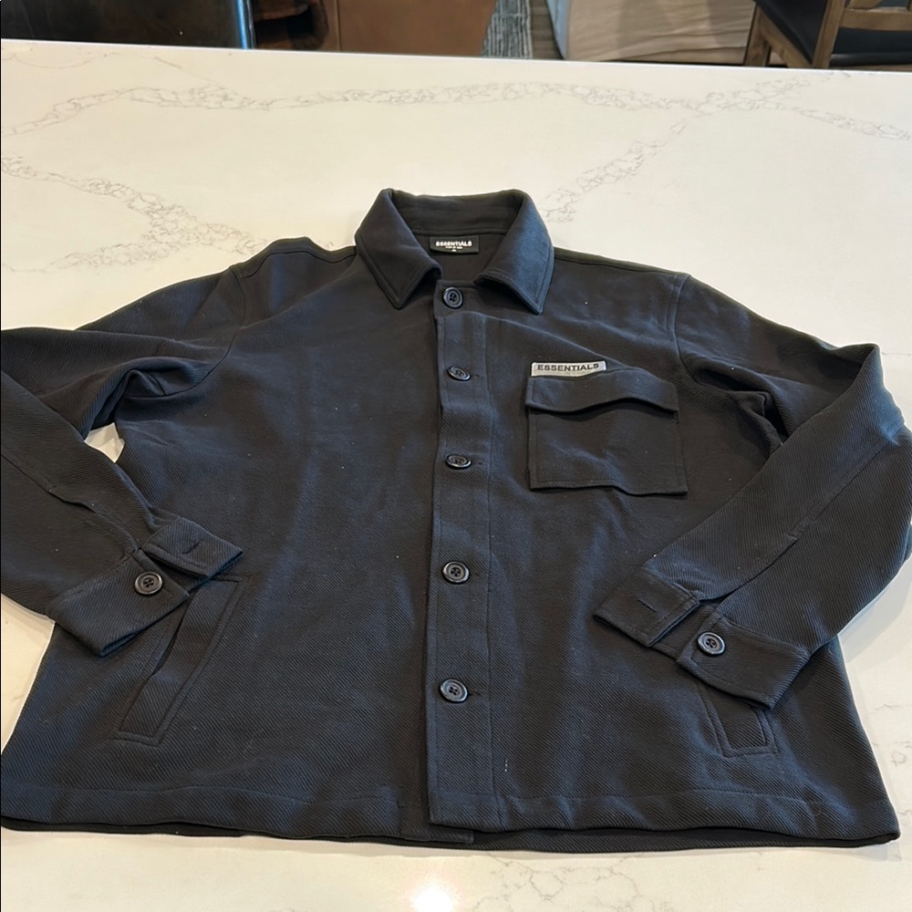 FEAR OF GOD ESSESNTIALS Men's Button Shirt Jacket Size XL In Black